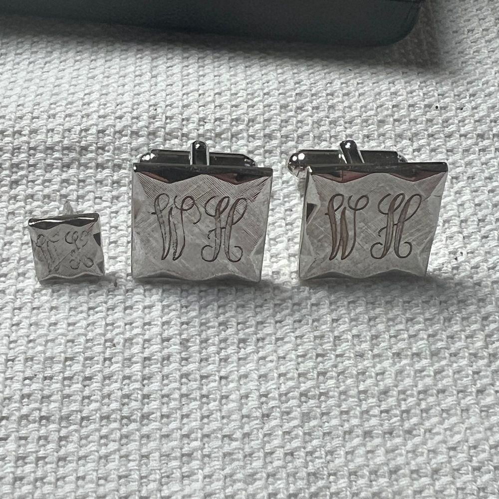 Anson “WH” Engraved Cuff Links and Tie Tack